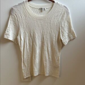 Z - supply Cream Short-Sleeve Textured Knit Top